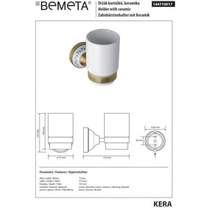 Portabicchieri KERA in ottone e ceramica 7,3 x12,3 x13,5 cm