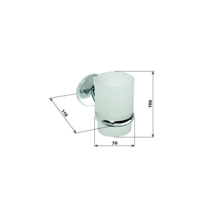 ALFA portabicchieri da parete in zinco con vetro 10cm x 11cm x7cm