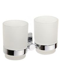 Portabicchieri a doppia parete in ottone cromato e vetro BETA 16x9,5x9cm