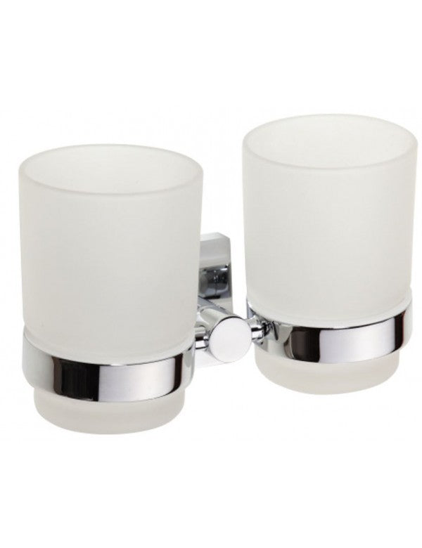 Portabicchieri a doppia parete in ottone cromato e vetro BETA 16x9,5x9cm