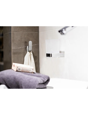 Portabicchieri da parete in ottone cromato e vetro VIA 6,4 x10 x9,7 cm