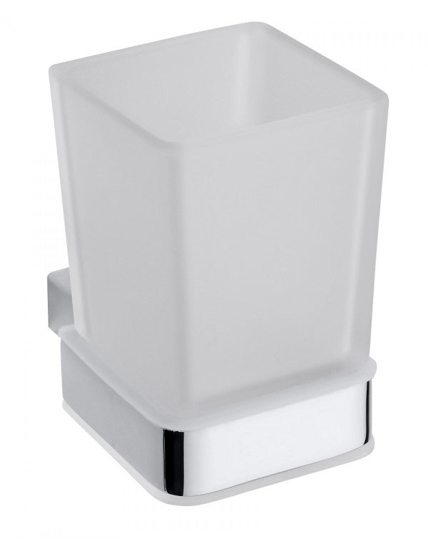 Portabicchieri da parete in ottone cromato e vetro VIA 6,4 x10 x9,7 cm