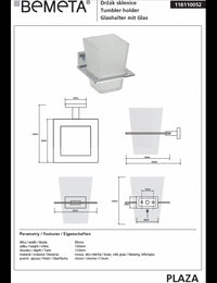 PLAZA portabicchieri da parete cromato 12,5x8,5x10 cm