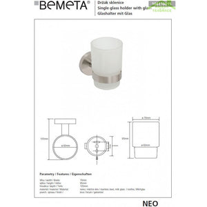 Portabicchieri NEO in acciaio inox e vetro 10x7x10cm