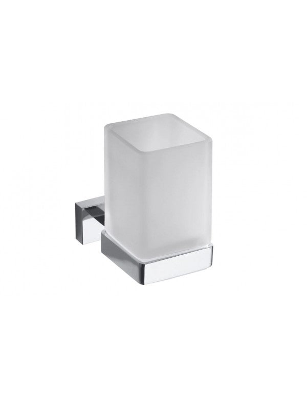 Portabicchieri da parete PLAZA in ottone cromato + vetro 6x10x9,5 cm