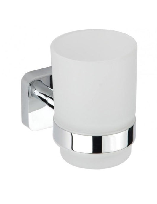 Portabicchieri da parete TASI in ottone cromato e vetro 6,7 x9,6 10,7 cm