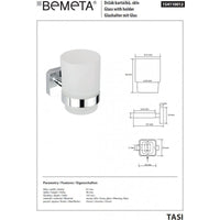 Portabicchieri da parete TASI in ottone cromato e vetro 6,7 x9,6 10,7 cm