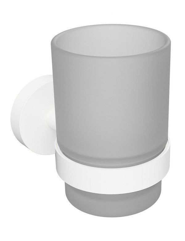 Portabicchieri da parete BIANCO in ottone bianco e vetro 7x9,5x10,5cm