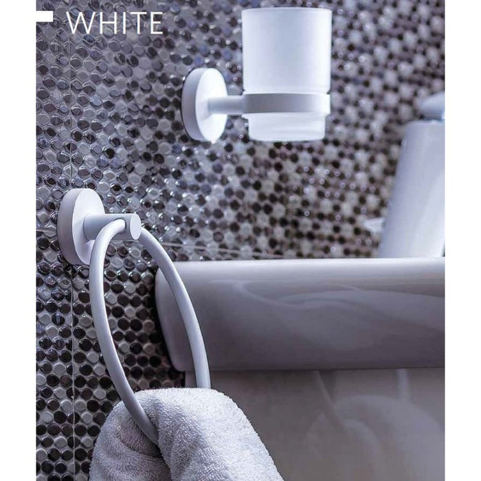 Portabicchieri da parete BIANCO in ottone bianco e vetro 7x9,5x10,5cm