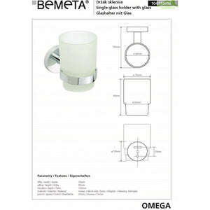 Portabicchieri OMEGA ottone cromato + vetro 7x9,5x10,5cm