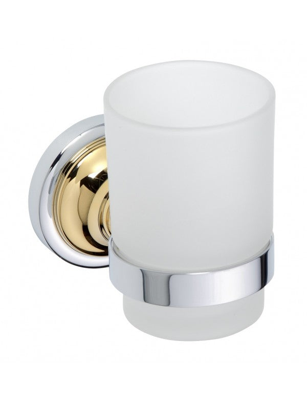 Portabicchieri RETRO ottone cromo-oro in vetro 7x9,5x11,5 cm