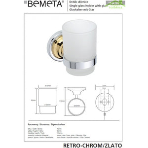 Portabicchieri RETRO ottone cromo-oro in vetro 7x9,5x11,5 cm