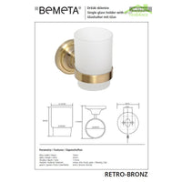 Portabicchieri RETRO in ottone e vetro 7x9,5x11,5 cm