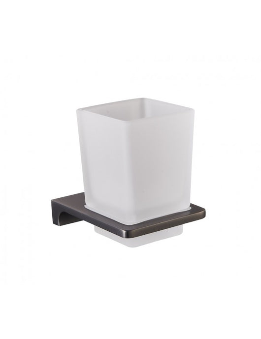 Portabicchieri NIL in vetro e ottone metallo grigio 10x6,35x9,7cm