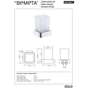 Portabicchieri SOLO in ottone cromato e vetro 7,5 x10,1 x9,1 cm