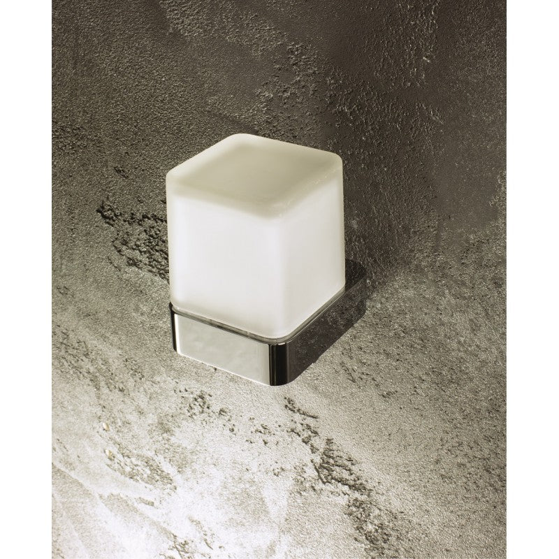 Portabicchieri SOLO in ottone cromato e vetro 7,5 x10,1 x9,1 cm