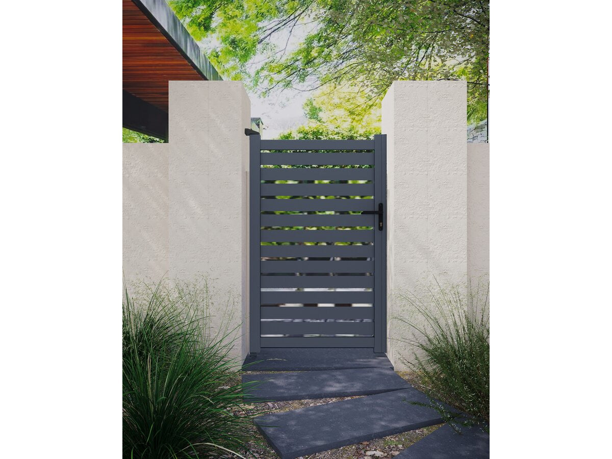 Cancello semiaperto "Matthieu" in alluminio - 100 x 180 cm - Grigio