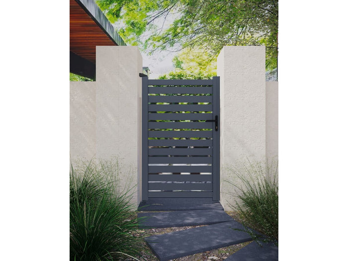 Cancello semiaperto "Matthieu" in alluminio - 100 x 180 cm - Grigio