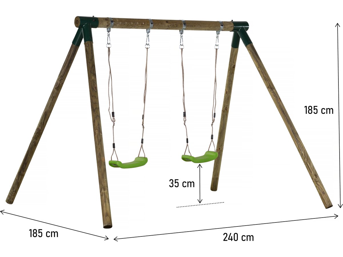 Altalena in legno "Eden" - Con 2 altalene