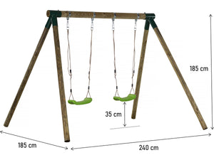 Altalena in legno "Eden" - Con 2 altalene