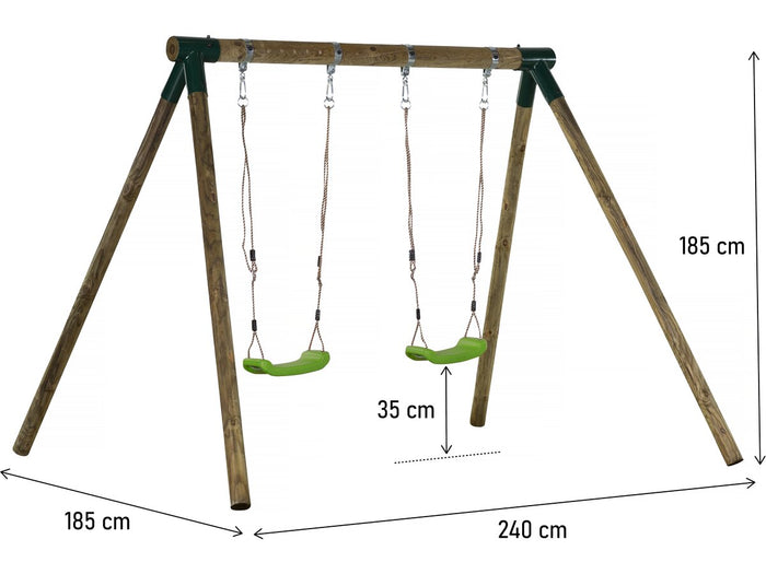 Altalena in legno "Eden" - Con 2 altalene