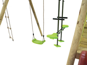 Altalena in legno "Balanga" - Con 1 scivolo - 1 altalena - 1 faccia a faccia - 1 navicella.