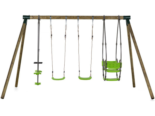 Altalena in legno "Nelio" - Con 2  altalene, 1 Cavalluccio e 1 navicella