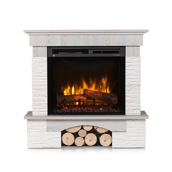 Caminetto elettrico a libera installazione a LED - 23" - Pino bianco - 91 x 89 x 31 - PORTO