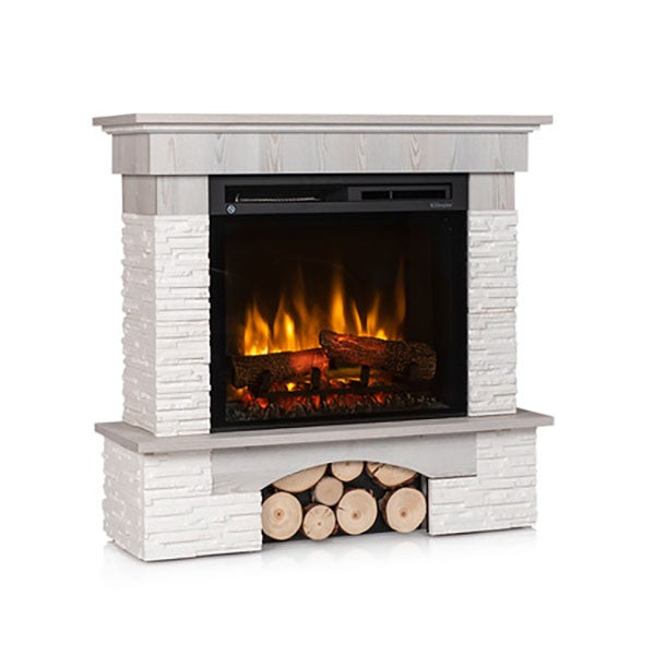 Caminetto elettrico a libera installazione a LED - 23" - Pino bianco - 91 x 89 x 31 - PORTO