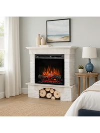 Caminetto elettrico a libera installazione a LED - 23" - Pino bianco - 91 x 89 x 31 - PORTO
