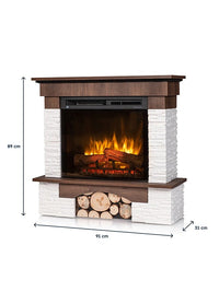 Caminetto elettrico da pavimento a libera installazione a LED - Rovere - 23" - 91 x 89 x 31 - PORTO