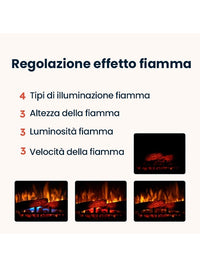 Caminetto elettrico da pavimento a libera installazione a LED - Rovere - 23" - 91 x 89 x 31 - PORTO