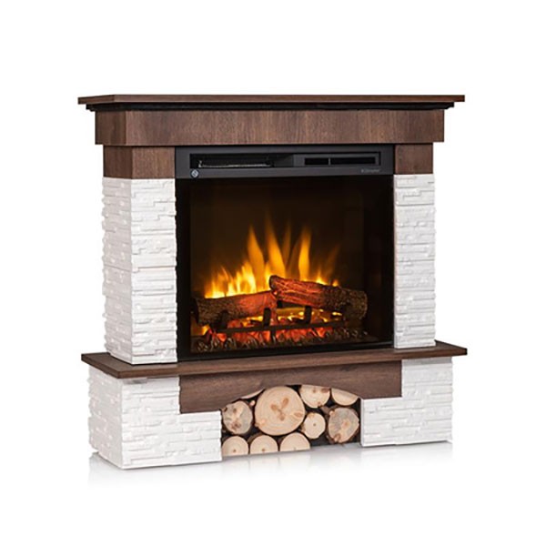 Caminetto elettrico da pavimento a libera installazione a LED - Rovere - 23" - 91 x 89 x 31 - PORTO
