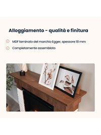 Caminetto elettrico da pavimento a libera installazione a LED - Rovere - 28" - 114 x 98 x 32 - PORTO