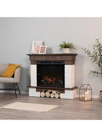 Caminetto elettrico da pavimento a libera installazione a LED - Rovere - 28" - 114 x 98 x 32 - PORTO