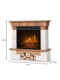 Camino Elettrico Riscaldante Da Pavimento Autoportante a LED - 23" - Rovere chiaro - 91 x 89 x 31 - PORTO