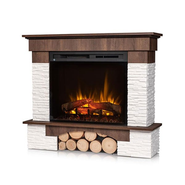 Caminetto elettrico da pavimento a libera installazione a LED - Rovere - 28" - 114 x 98 x 32 - PORTO