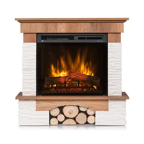 Caminetto Elettrico da pavimento Angolare A Libera Installazione - 28" - Rovere chiaro - 114 x 98 x 89 - PORTO