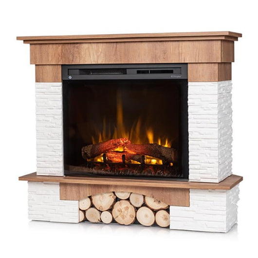 Caminetto Elettrico da pavimento Angolare A Libera Installazione - 28" - Rovere chiaro - 114 x 98 x 89 - PORTO