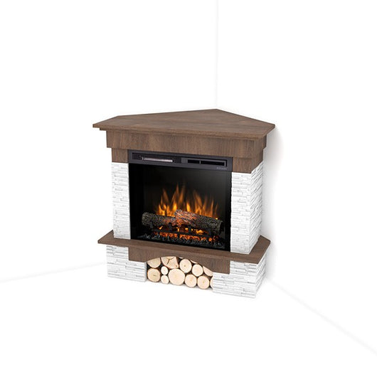 Caminetto Elettrico Angolare da pavimento A Libera Installazione - Rovere - 23" - 91 x 89 x 76,5 - PORTO