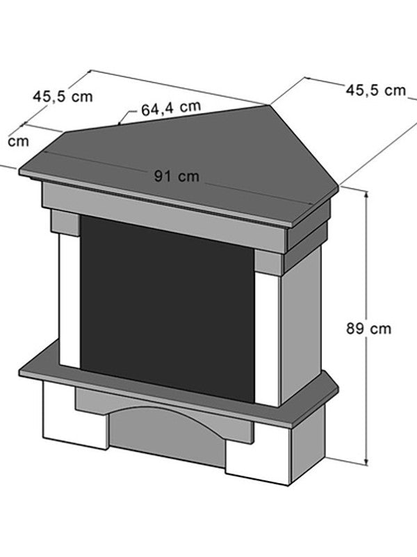 Caminetto Elettrico Angolare A Libera Installazione Riscaldante Da Pavimento Autoportante a LED- 23" - Rovere chiaro - 91 x 89 x 76,5 - PORTO