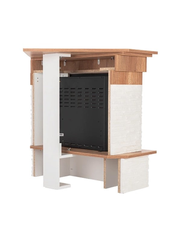 Caminetto Elettrico da pavimento Angolare A Libera Installazione - 28" - Rovere chiaro - 114 x 98 x 89 - PORTO