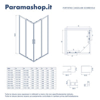 Box doccia angolare 80x90cm con profili cromati slim vetro 6mm opaco h190 | Portofino