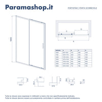 Porta doccia 140cm profili slim cromati vetro 6mm trasparente h190 | Portofino