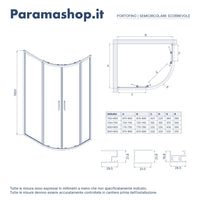 Box doccia semicircolare 90x90cm profili cromati slim vetro 6mm trasparente h190 | Portofino