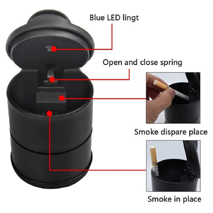 Trade Shop - Posacenere Universale Per Auto Led Luce Portatile Antivento Plastica Antiodore -