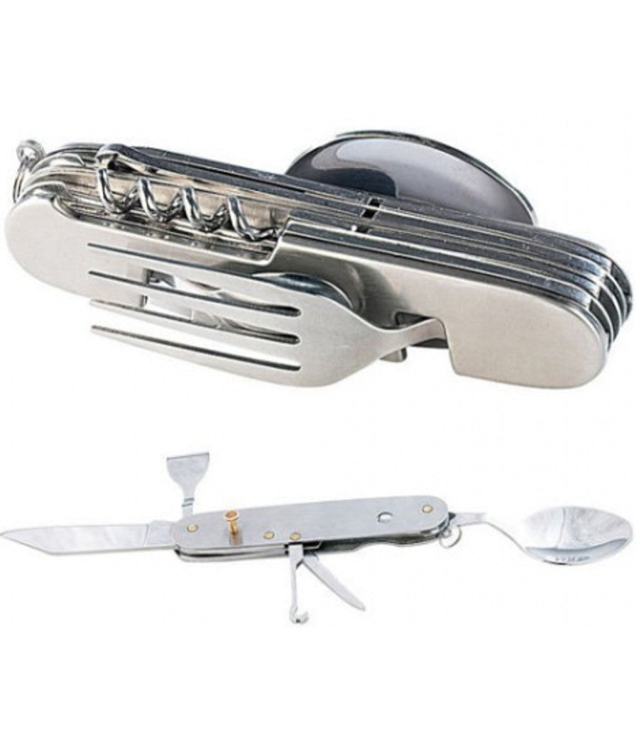 Posate Pieghevole Coltellino Multiuso Svizzero Cucchiaio Forchetta Acciaio         