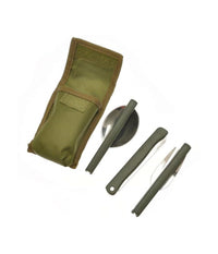 Posate Pieghevoli Forchetta Cucchiao Cortello Acciaio Con Astuccio Campeggi Viaggi         