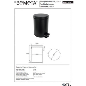 Pattumiera doccia DARK soft close in acciaio nero / 3L