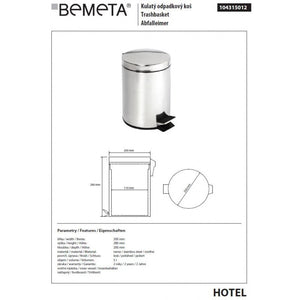 HOTEL pattumiera doccia in acciaio lucido / 5L